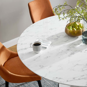 Modway Furniture Lippa 60" Round Faux Marble Dining Table – Mid-Century Charm with Modern Durability for Four EEI-1133-WHI