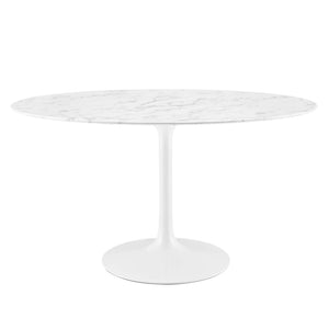 Modway Furniture Lippa 54" Oval Faux Marble Dining Table - Modern Mid-Century Design for Chic Entertaining Spaces EEI-1134-WHI