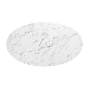 Modway Furniture Lippa 54" Oval Faux Marble Dining Table - Modern Mid-Century Design for Chic Entertaining Spaces EEI-1134-WHI