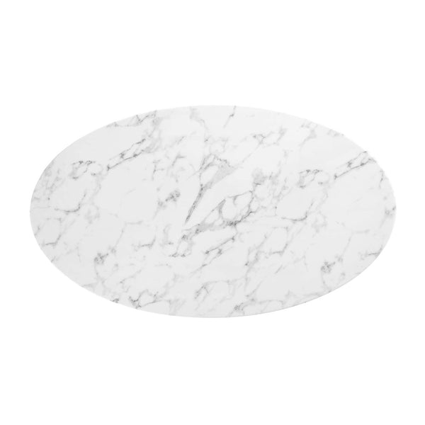 Modway Furniture Lippa 54" Oval Faux Marble Dining Table - Modern Mid-Century Design for Chic Entertaining Spaces EEI-1134-WHI