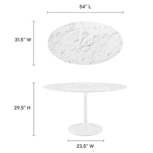 Modway Furniture Lippa 54" Oval Faux Marble Dining Table - Modern Mid-Century Design for Chic Entertaining Spaces EEI-1134-WHI