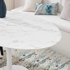 Modway Furniture Lippa 54" Oval Faux Marble Dining Table - Modern Mid-Century Design for Chic Entertaining Spaces EEI-1134-WHI