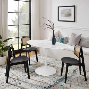 Modway Furniture Lippa 54" Oval Faux Marble Dining Table - Modern Mid-Century Design for Chic Entertaining Spaces EEI-1134-WHI