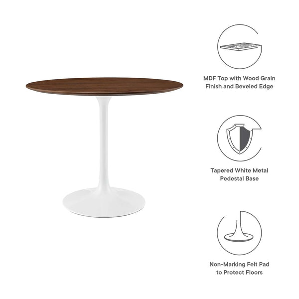 Modway Furniture Lippa 36" Round Wood Dining Table - Mid-Century Walnut Design for Compact Spaces & Modern Style EEI-1136-WAL