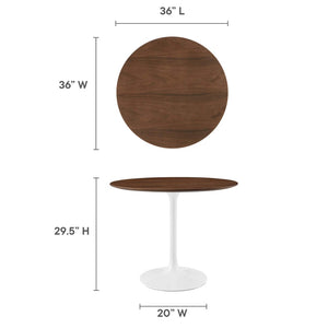 Modway Furniture Lippa 36" Round Wood Dining Table - Mid-Century Walnut Design for Compact Spaces & Modern Style EEI-1136-WAL