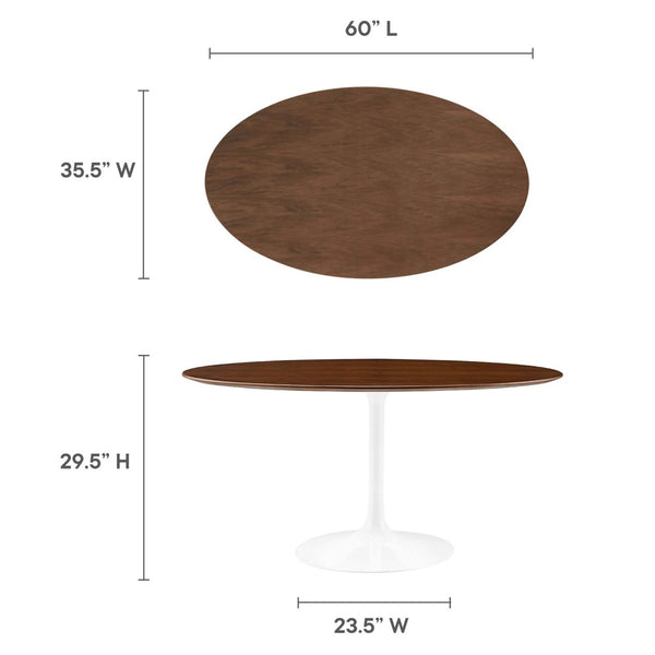 Modway Furniture Lippa 60" Oval Wood Dining Table - Mid-Century Modern Design for Stylish Gatherings & Comfort EEI-1138-WAL