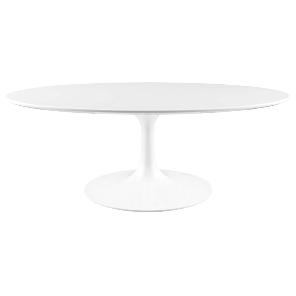 Modway Furniture Lippa 42" Oval Coffee Table - Mid-Century Modern Design with Tapered Metal Base & High-Gloss Finish EEI-1139-WHI