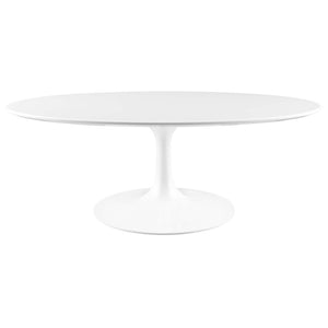 Modway Furniture Lippa 42" Oval Coffee Table - Mid-Century Modern Design with Tapered Metal Base & High-Gloss Finish EEI-1139-WHI