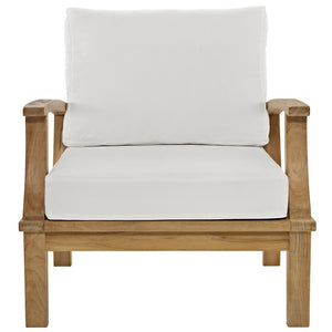 Modway Furniture Marina Outdoor Teak Armchair - Weather-Resistant Comfort for Stylish Patios and Poolside Lounges Natural White EEI-1143-NAT-WHI-SET