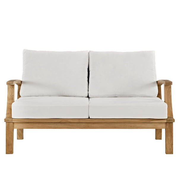 Modway Furniture Marina Outdoor Patio Teak Loveseat by Modway - Durable, Elegant Design for Cozy Outdoor Living Natural White EEI-1144-NAT-WHI-SET