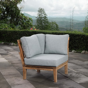 Modway Furniture Marina Outdoor Teak Corner Sofa - Stylish, Durable Seating with All-Weather Cushions for Relaxation Natural Gray EEI-1146-NAT-GRY-SET