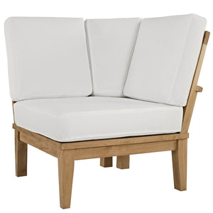 Modway Furniture Marina Outdoor Teak Corner Sofa - Stylish, Durable Seating with All-Weather Cushions for Relaxation Natural White EEI-1146-NAT-WHI-SET