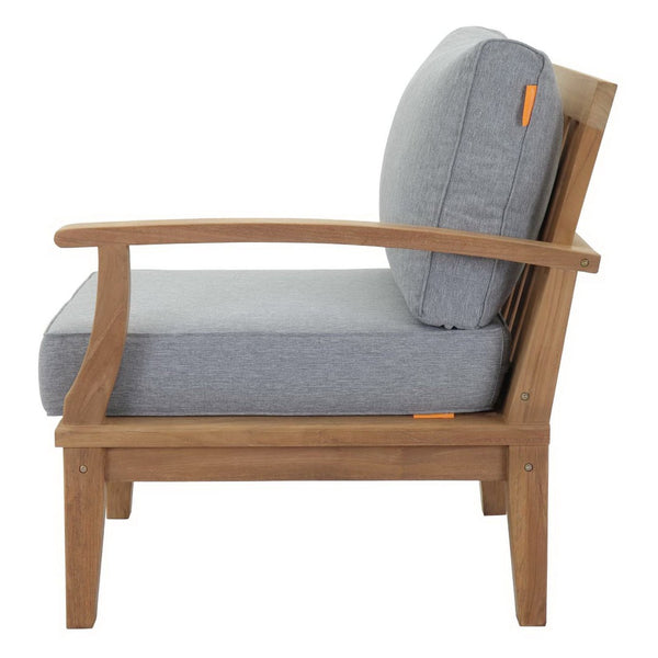 Modway Furniture Marina Outdoor Teak Right-Facing Sofa by Modway - Durable Comfort for Elegant Patio Relaxation Natural Gray EEI-1149-NAT-GRY-SET