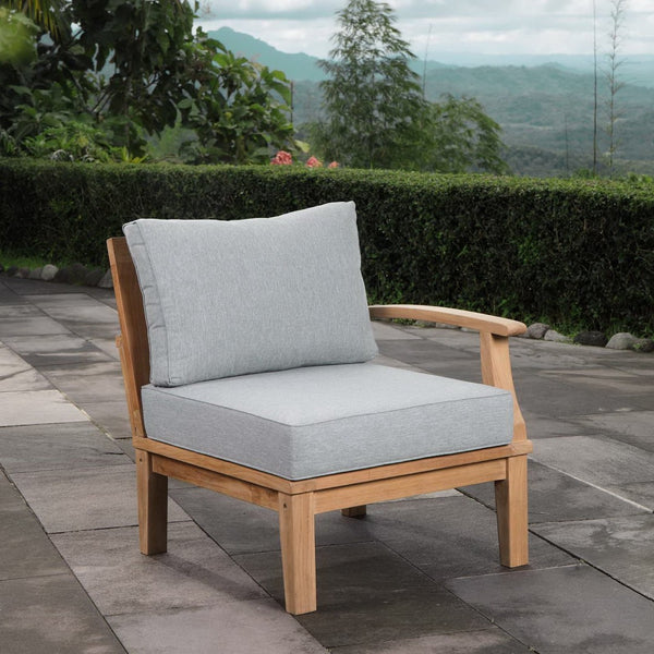 Modway Furniture Marina Outdoor Teak Right-Facing Sofa by Modway - Durable Comfort for Elegant Patio Relaxation Natural Gray EEI-1149-NAT-GRY-SET
