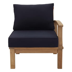 Modway Furniture Marina Outdoor Teak Right-Facing Sofa by Modway - Durable Comfort for Elegant Patio Relaxation Natural Navy EEI-1149-NAT-NAV-SET