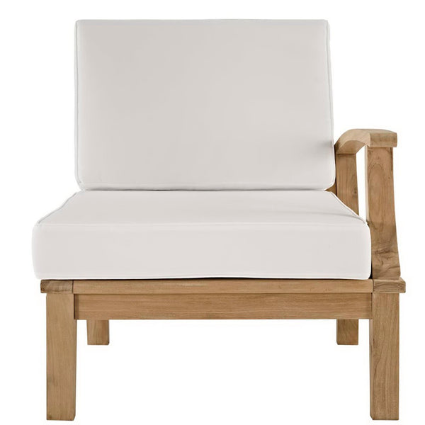 Modway Furniture Marina Outdoor Teak Right-Facing Sofa by Modway - Durable Comfort for Elegant Patio Relaxation Natural White EEI-1149-NAT-WHI-SET