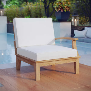 Modway Furniture Marina Outdoor Teak Right-Facing Sofa by Modway - Durable Comfort for Elegant Patio Relaxation Natural White EEI-1149-NAT-WHI-SET