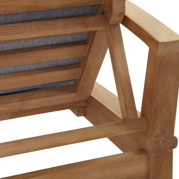 Modway Furniture Marina Outdoor Patio Teak Chaise Lounge - Stylish, Durable Comfort for Relaxing by the Pool or Patio Natural Gray EEI-1151-NAT-GRY-SET