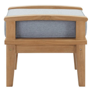 Modway Furniture Marina Outdoor Patio Teak Ottoman - Versatile Seating Solution for Ultimate Comfort and Style Natural Gray EEI-1152-NAT-GRY-SET