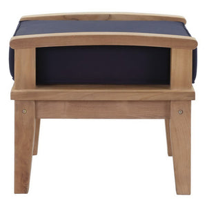 Modway Furniture Marina Outdoor Patio Teak Ottoman - Versatile Seating Solution for Ultimate Comfort and Style Natural Navy EEI-1152-NAT-NAV-SET