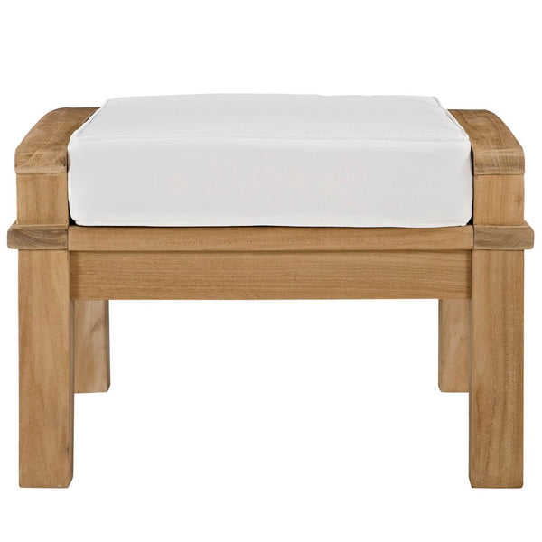 Modway Furniture Marina Outdoor Patio Teak Ottoman - Versatile Seating Solution for Ultimate Comfort and Style Natural White EEI-1152-NAT-WHI-SET