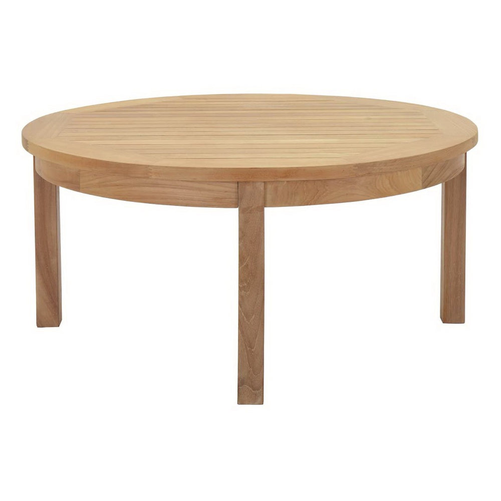 Modway Furniture Marina Teak Round Coffee Table - Stylish Outdoor Centerpiece for Patios, Decks, and Lounges EEI-1153-NAT