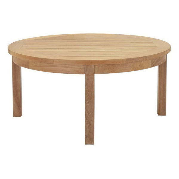 Modway Furniture Marina Teak Round Coffee Table - Stylish Outdoor Centerpiece for Patios, Decks, and Lounges EEI-1153-NAT