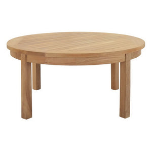 Modway Furniture Marina Teak Round Coffee Table - Stylish Outdoor Centerpiece for Patios, Decks, and Lounges EEI-1153-NAT