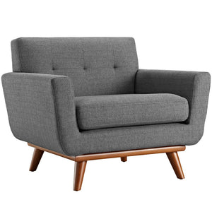 Modway Furniture Engage Upholstered Fabric Armchair - Modern Comfort with Tufted Detail for Stylish Living Spaces Gray EEI-1178-DOR