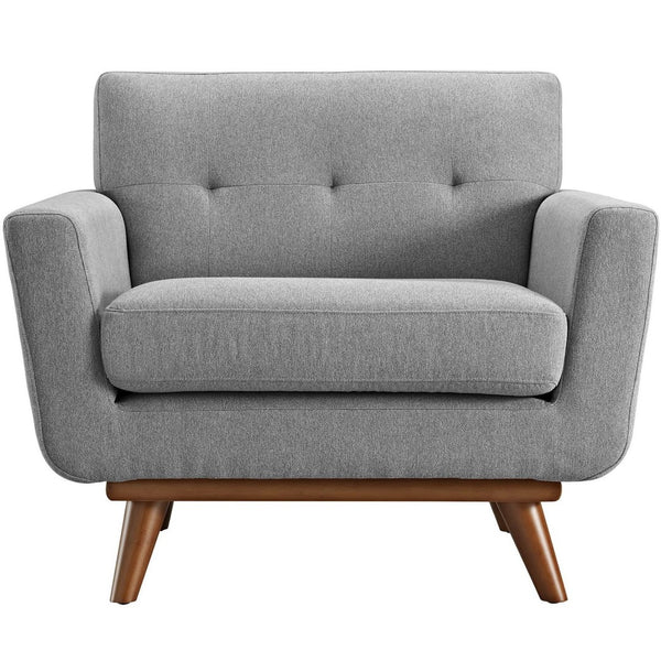 Modway Furniture Engage Upholstered Fabric Armchair - Modern Comfort with Tufted Detail for Stylish Living Spaces Expectation Gray EEI-1178-GRY