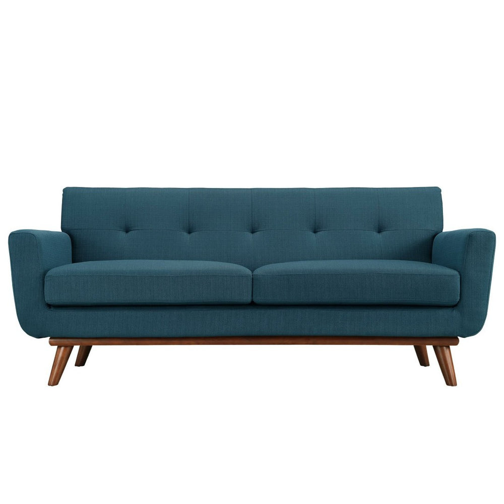 Modway Furniture Engage Upholstered Fabric Loveseat - Cozy Modern Design with Plush Cushions & Sturdy Cherry Frame Azure EEI-1179-AZU
