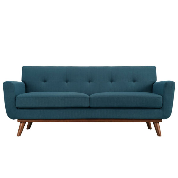 Modway Furniture Engage Upholstered Fabric Loveseat - Cozy Modern Design with Plush Cushions & Sturdy Cherry Frame Azure EEI-1179-AZU