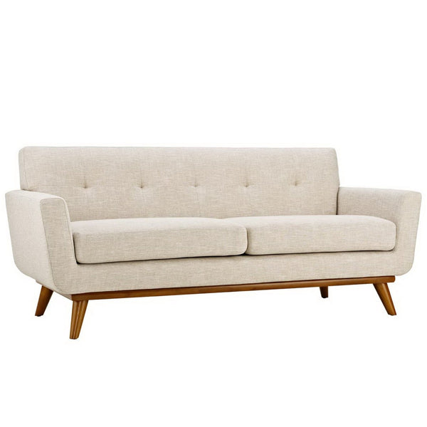 Modway Furniture Engage Upholstered Fabric Loveseat - Cozy Modern Design with Plush Cushions & Sturdy Cherry Frame Beige EEI-1179-BEI