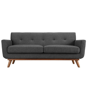 Modway Furniture Engage Upholstered Fabric Loveseat - Cozy Modern Design with Plush Cushions & Sturdy Cherry Frame Gray EEI-1179-DOR