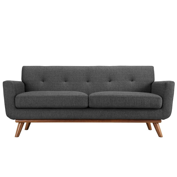 Modway Furniture Engage Upholstered Fabric Loveseat - Cozy Modern Design with Plush Cushions & Sturdy Cherry Frame Gray EEI-1179-DOR