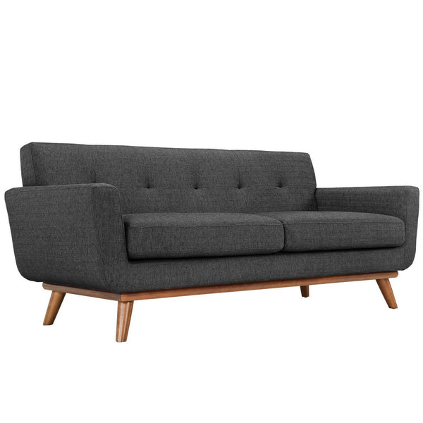 Modway Furniture Engage Upholstered Fabric Loveseat - Cozy Modern Design with Plush Cushions & Sturdy Cherry Frame Gray EEI-1179-DOR
