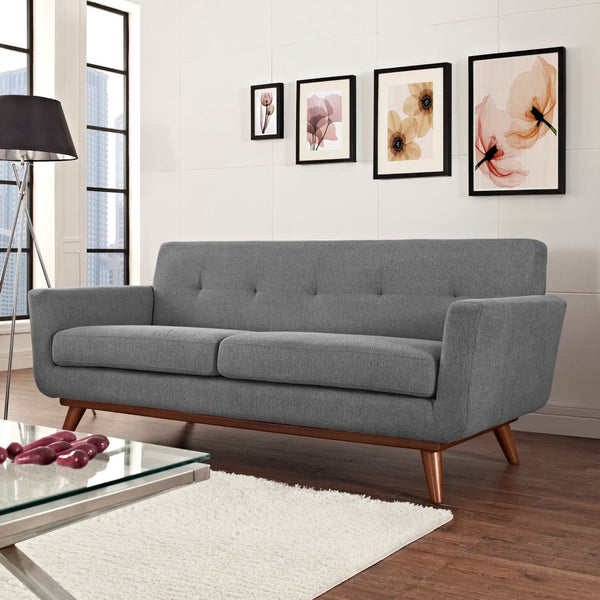 Modway Furniture Engage Upholstered Fabric Loveseat - Cozy Modern Design with Plush Cushions & Sturdy Cherry Frame Expectation Gray EEI-1179-GRY