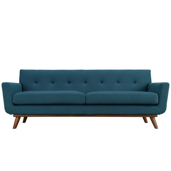 Modway Furniture Engage Upholstered Fabric Sofa – Modern Comfort with Plush Cushions and Elegant Tufting for Living Spaces Azure EEI-1180-AZU