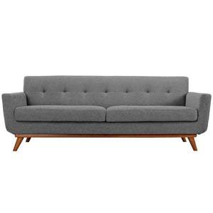 Modway Furniture Engage Upholstered Fabric Sofa – Modern Comfort with Plush Cushions and Elegant Tufting for Living Spaces Expectation Gray EEI-1180-GRY