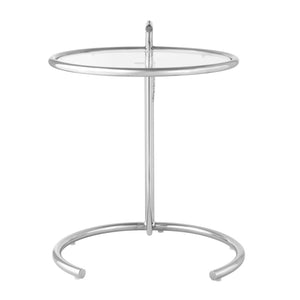 Modway Furniture Eileen Gray Modern C-Shaped Side Table with Adjustable Height and Tempered Glass Top for Versatile Use Silver EEI-125-SLV