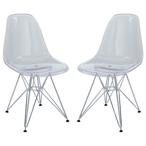 Modway Furniture Paris Dining Side Chair Set of 2 Clear 18 x 18.5 x 32.5