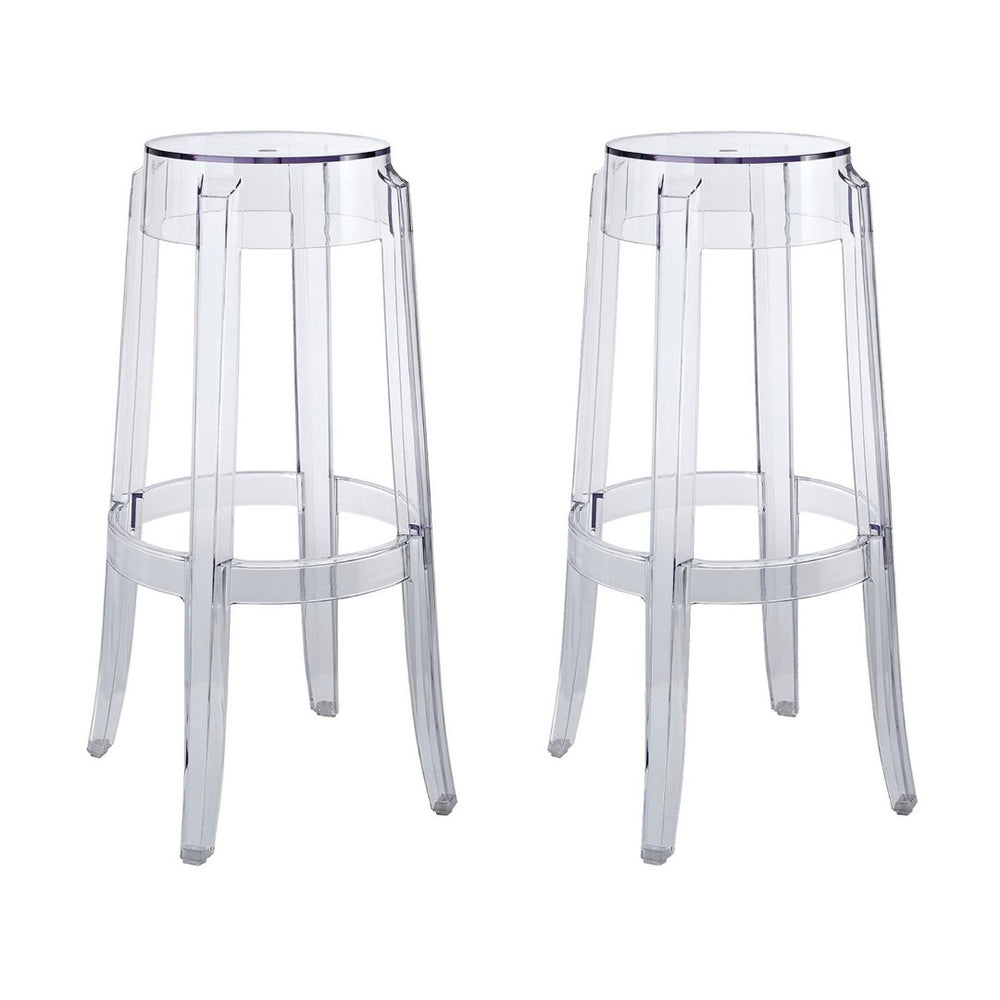 Modway Furniture Casper Acrylic Bar Stool Set of 2 - Modern Clear Design for Kitchen & Home Bar with Floor Protection EEI-1264-CLR