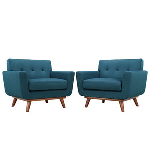 Modway Furniture Engage Wood Armchair Set of 2 - Mid-Century Modern Comfort for Relaxation and Entertaining Azure EEI-1284-AZU