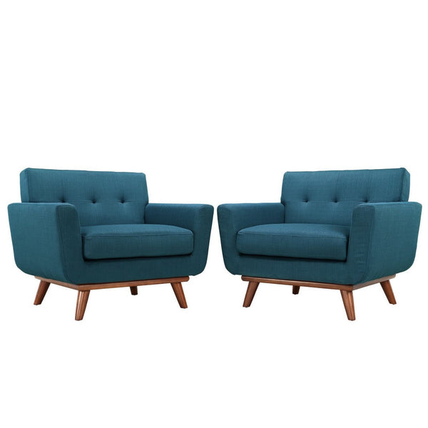 Modway Furniture Engage Wood Armchair Set of 2 - Mid-Century Modern Comfort for Relaxation and Entertaining Azure EEI-1284-AZU