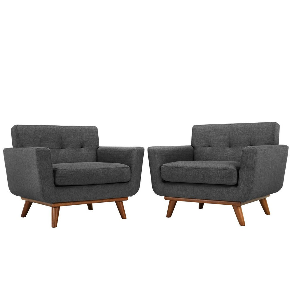 Modway Furniture Engage Wood Armchair Set of 2 - Mid-Century Modern Comfort for Relaxation and Entertaining Gray EEI-1284-DOR