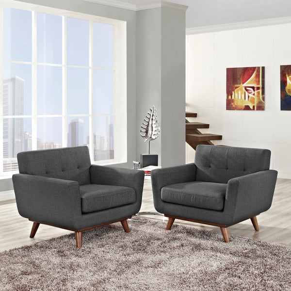 Modway Furniture Engage Wood Armchair Set of 2 - Mid-Century Modern Comfort for Relaxation and Entertaining Gray EEI-1284-DOR