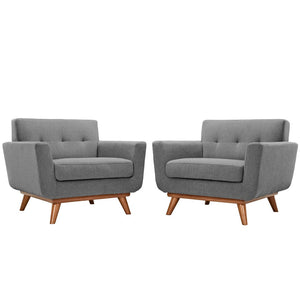 Modway Furniture Engage Wood Armchair Set of 2 - Mid-Century Modern Comfort for Relaxation and Entertaining Expectation Gray EEI-1284-GRY