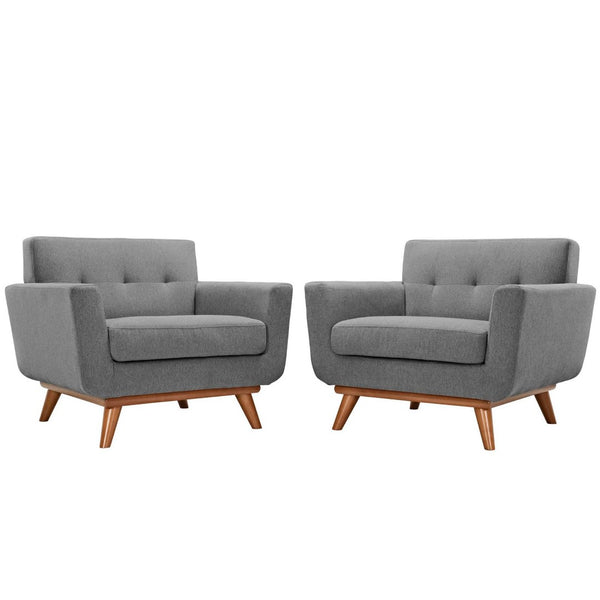 Modway Furniture Engage Wood Armchair Set of 2 - Mid-Century Modern Comfort for Relaxation and Entertaining Expectation Gray EEI-1284-GRY