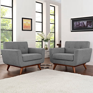 Modway Furniture Engage Wood Armchair Set of 2 - Mid-Century Modern Comfort for Relaxation and Entertaining Expectation Gray EEI-1284-GRY