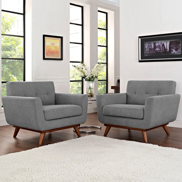 Modway Furniture Engage Wood Armchair Set of 2 - Mid-Century Modern Comfort for Relaxation and Entertaining Expectation Gray EEI-1284-GRY
